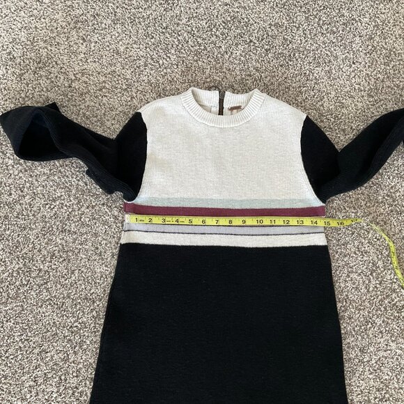 $148 Free People Sweater Dress Knit Long Sleeve Color Block XS - Picture 6 of 13